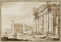 Q 075
          <br/>
          Italiaans fantasie stadsgezicht met klassieke gebouwen
          <br/>
          <em>Ulft, Jacob van der (1621-1689)</em>